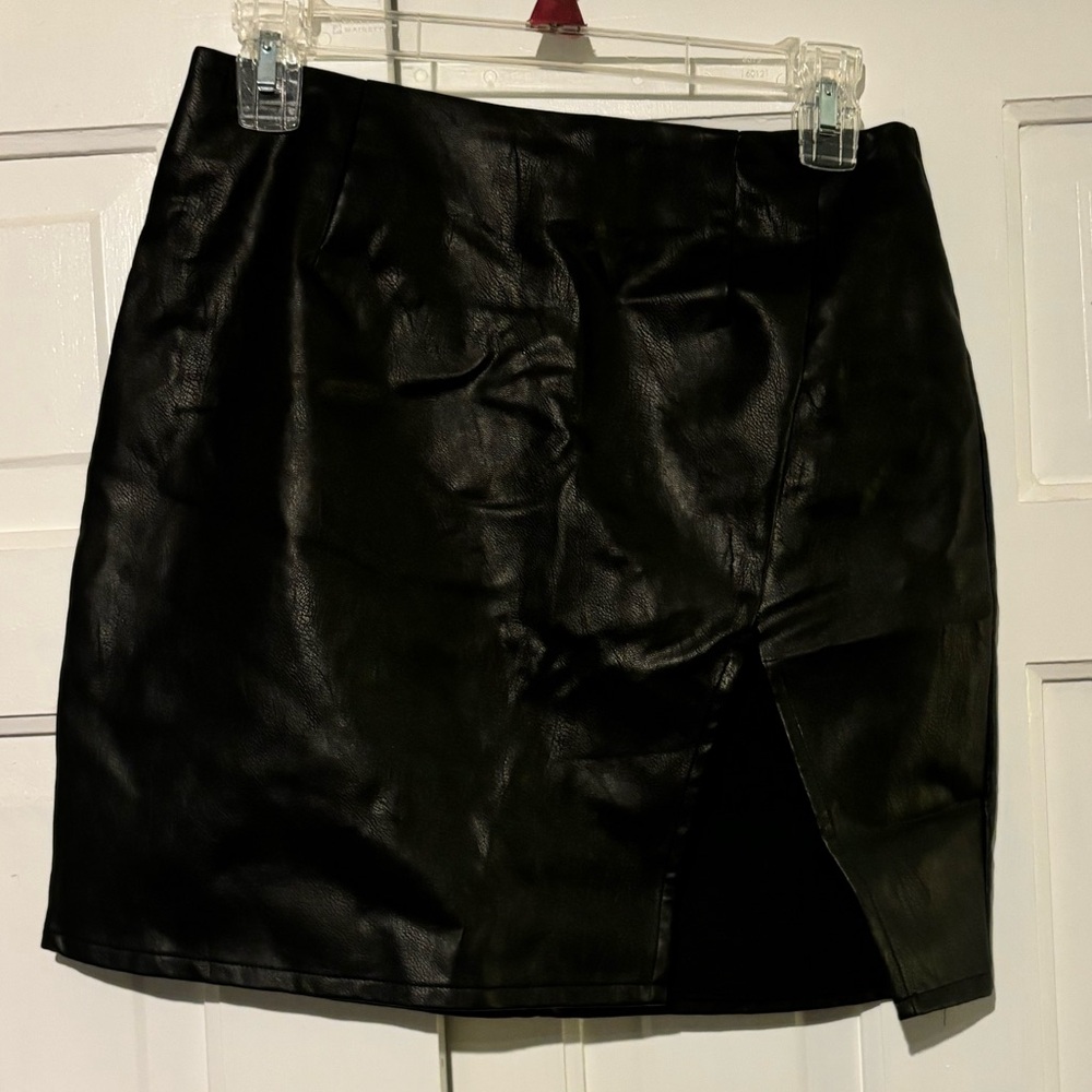 by the way. Faux Leather Black Mini Skirt